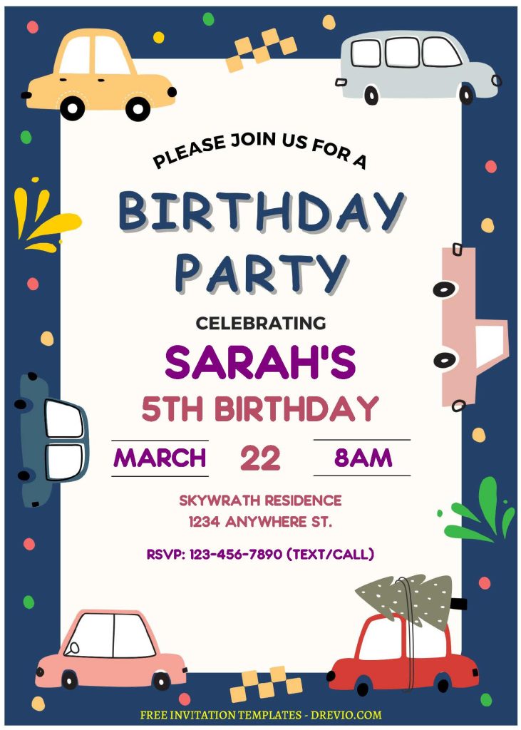 Invitation Template of (Free Editable PDF) Cartoon Cars Birthday Invitation Templates 1