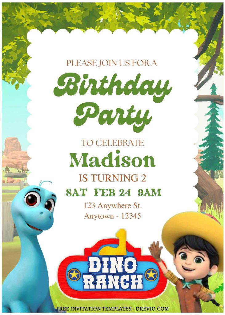 Invitation Template of (Free Editable PDF) Lovely Dino Ranch Birthday Invitation Templates 2