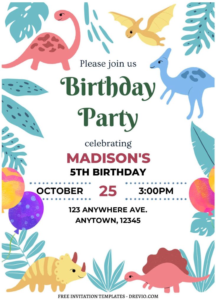 Invitation Template of (Free Editable PDF) Unearth The Fun Dino Birthday Invitation Templates 1