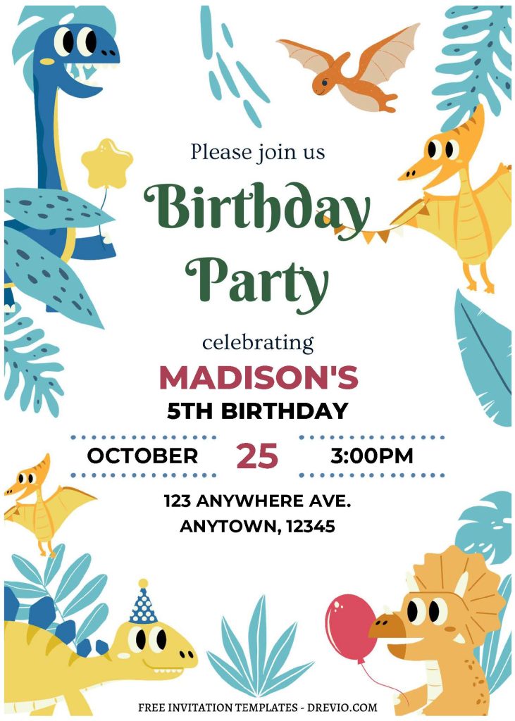 Invitation Template of (Free Editable PDF) Unearth The Fun Dino Birthday Invitation Templates 2