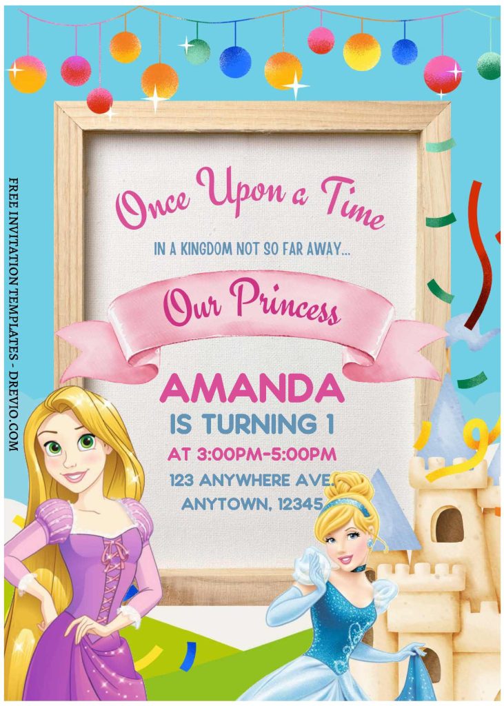 (Free Editable PDF) Cute Princess Celebration Birthday Invitation Templates A