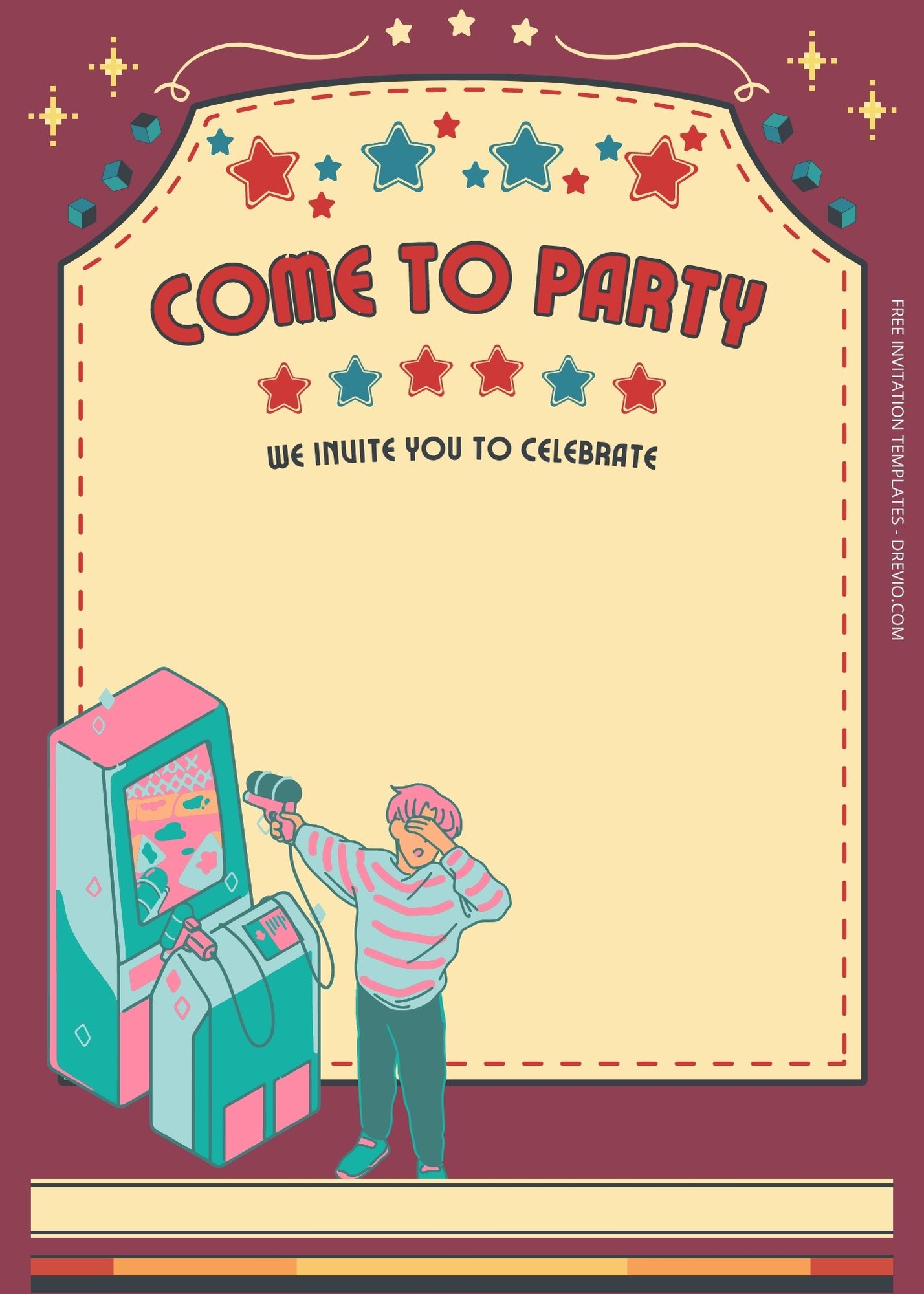 FREE Arcade Party Birthday Invitation Templates