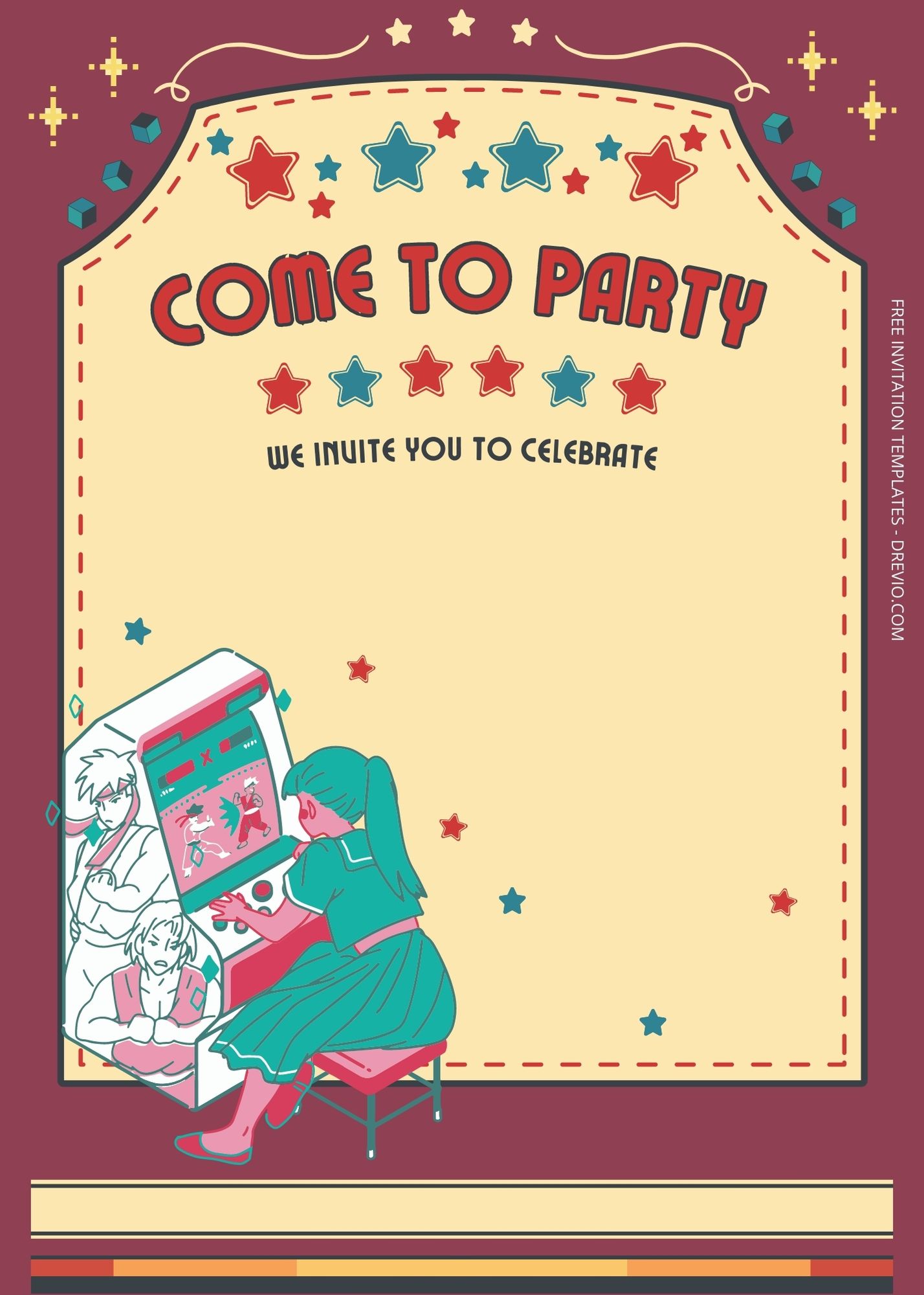 FREE Arcade Party Birthday Invitation Templates