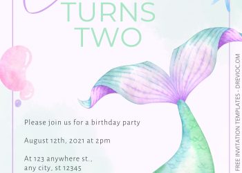 FREE Mermaid Tail Birthday Invitation Templates