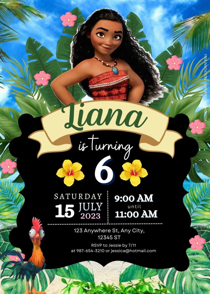 FREE Moana Birthday Invitation Templates - Drevio : Free And Printable ...