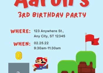 FREE Pixel Mario Birthday Invitation Templates