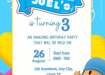 FREE Pocoyo Birthday Invitation Templates