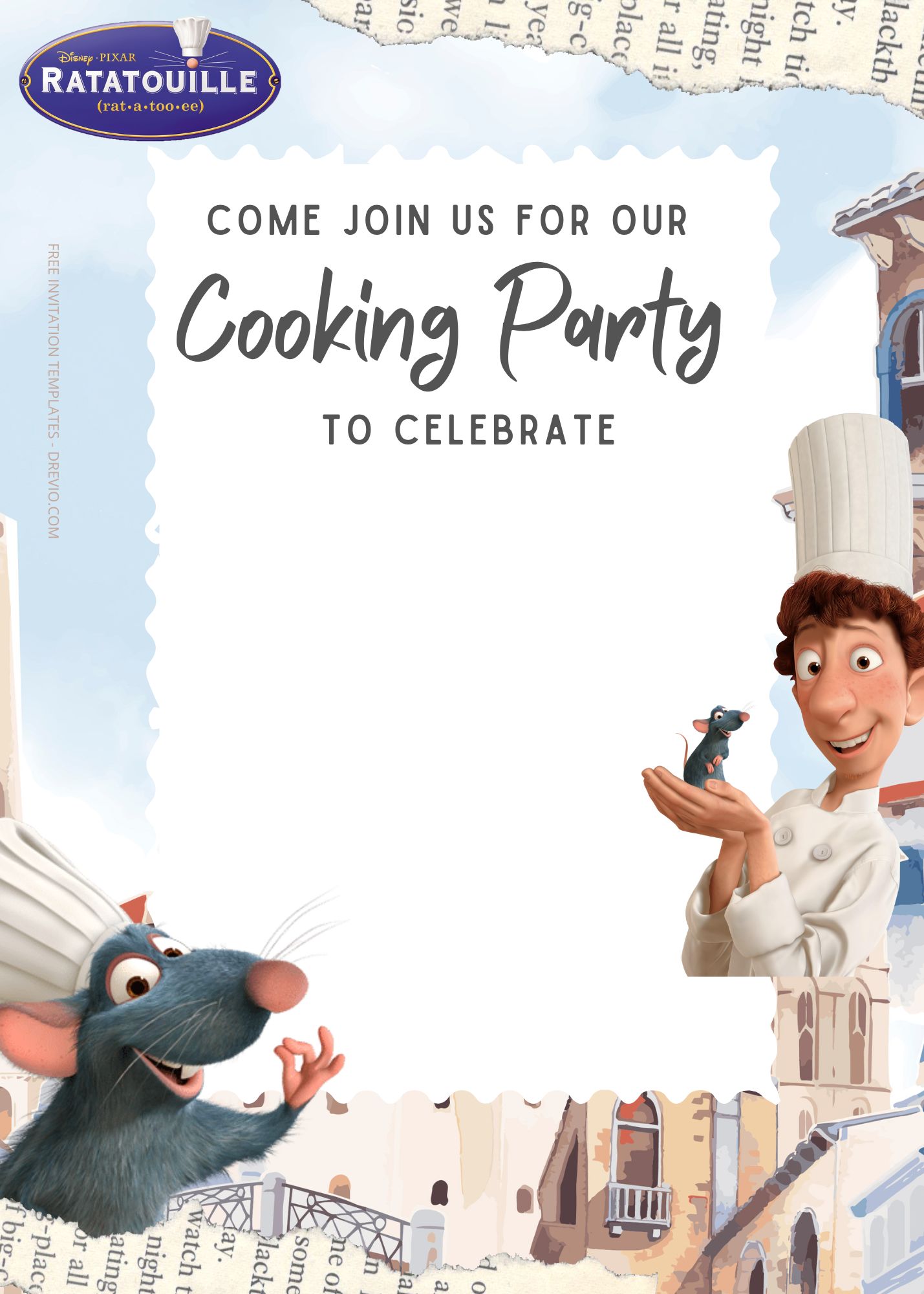 FREE Ratatouille Birthday Invitation Templates