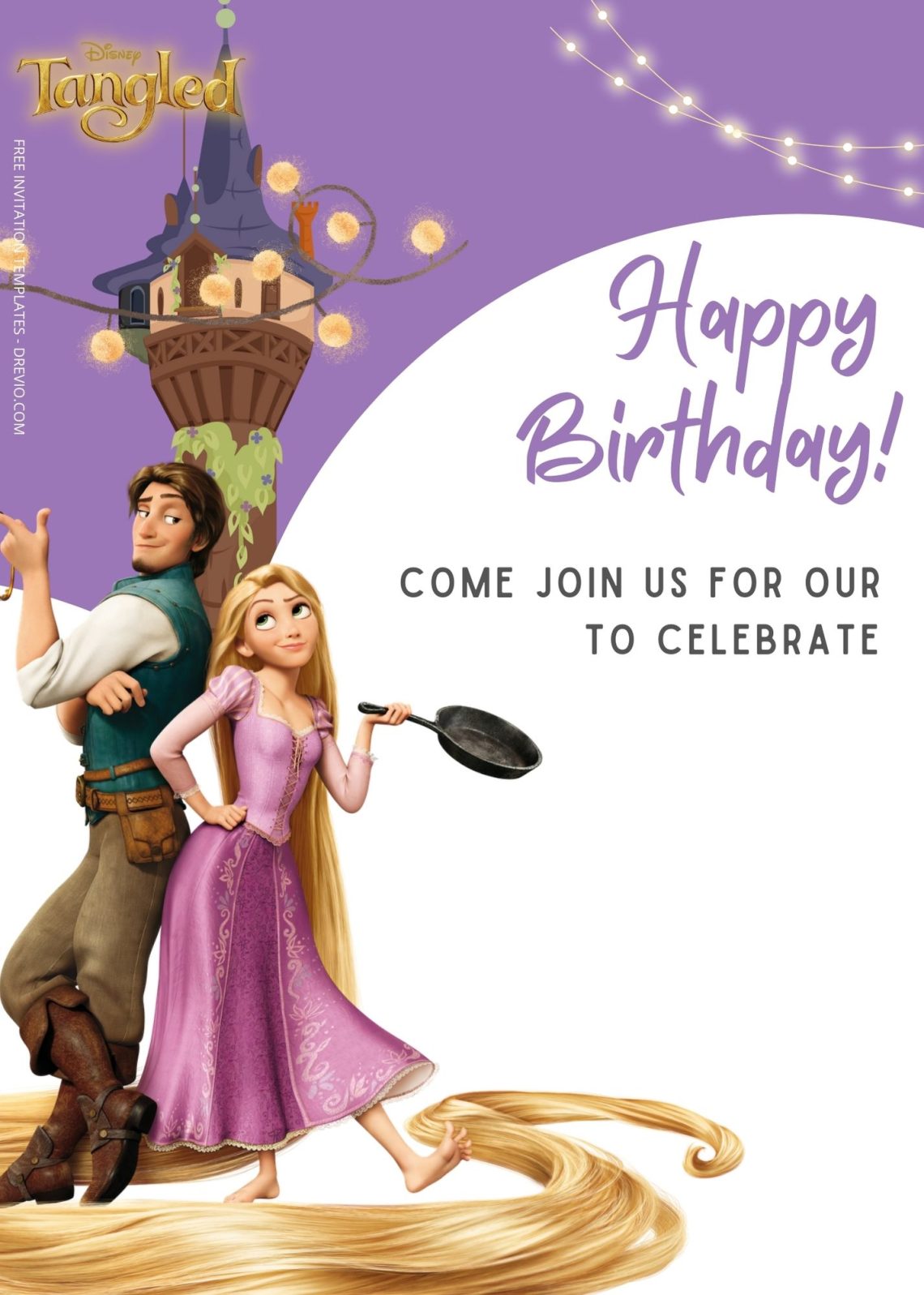 FREE Tangled Birthday Invitation Templates