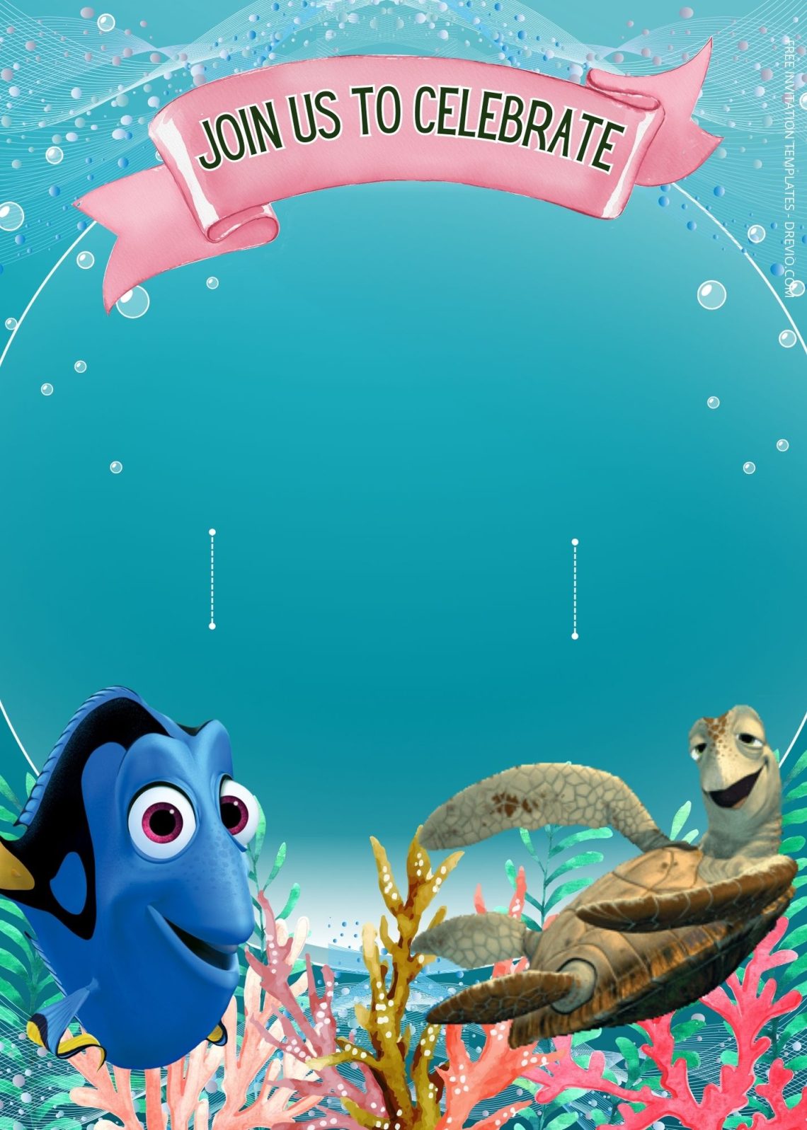 FREE Under The Sea Finding Nemo Birthday Invitation Templates