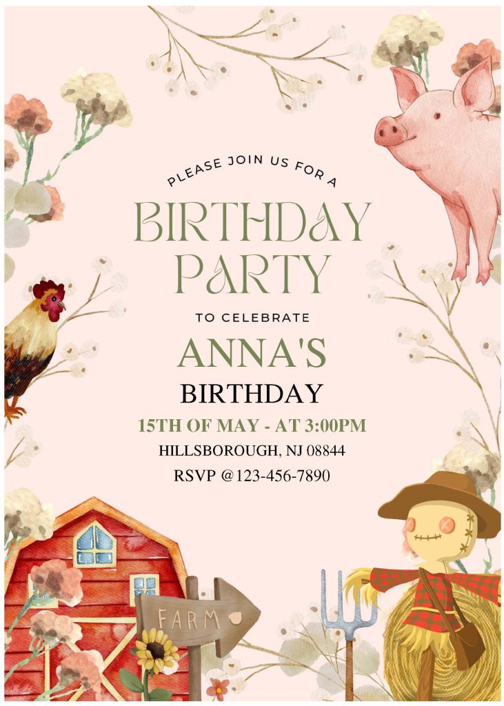 Invitation Template of (Free Editable PDF) Barnyard Farm Kids Birthday Invitation Templates 3