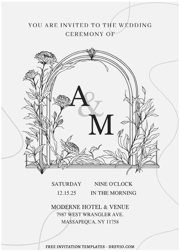 Invitation Template of (Free Editable PDF) Blooms And Letters Wedding Invitation Templates 1