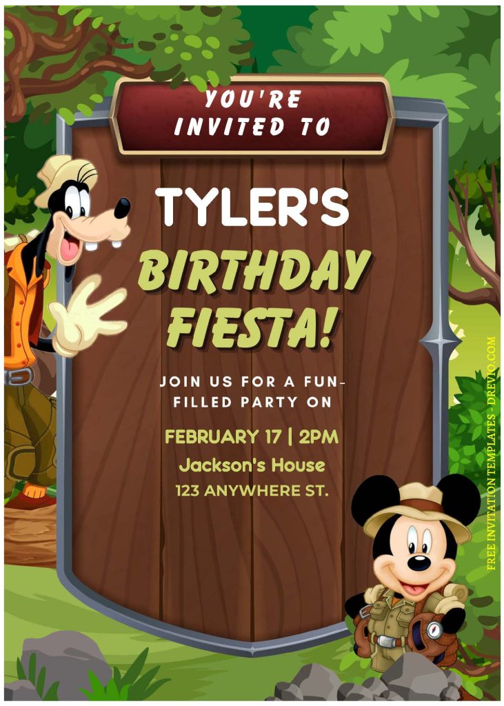 mickey mouse safari birthday invitations