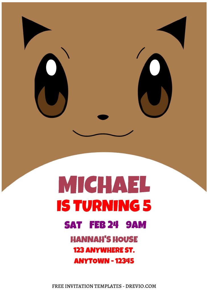 (Free Editable PDF) Lovely Pokemon Faces Birthday Invitation Templates with cute Pokemon faces