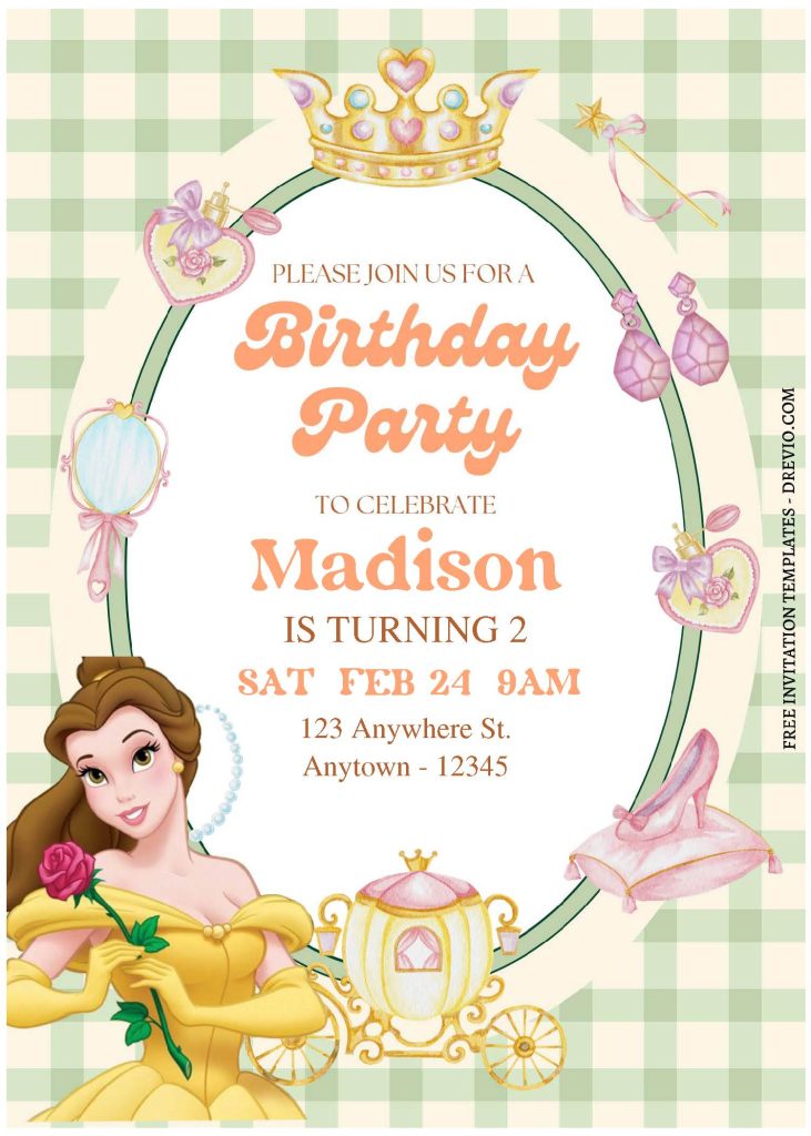 Invitation Template of (Free Editable PDF) Enchanted Princess Belle Birthday Invitation Templates 1