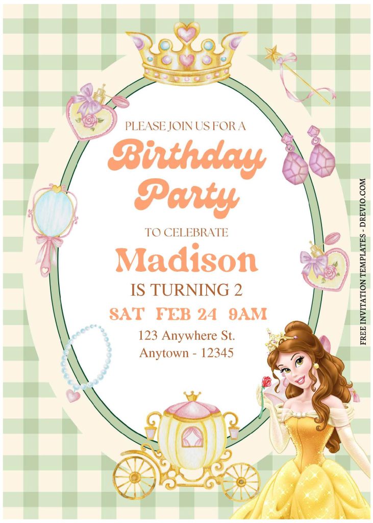 Invitation Template of (Free Editable PDF) Enchanted Princess Belle Birthday Invitation Templates 3