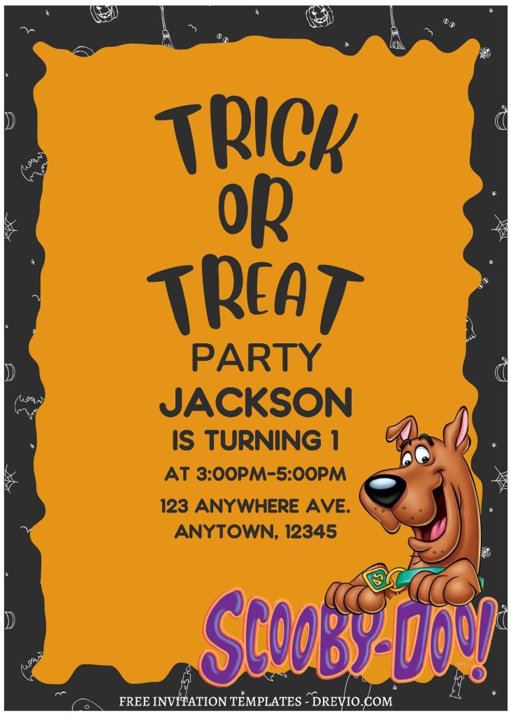 (Free Editable PDF) Scooby Dooby Doo Birthday Invitation Templates A
