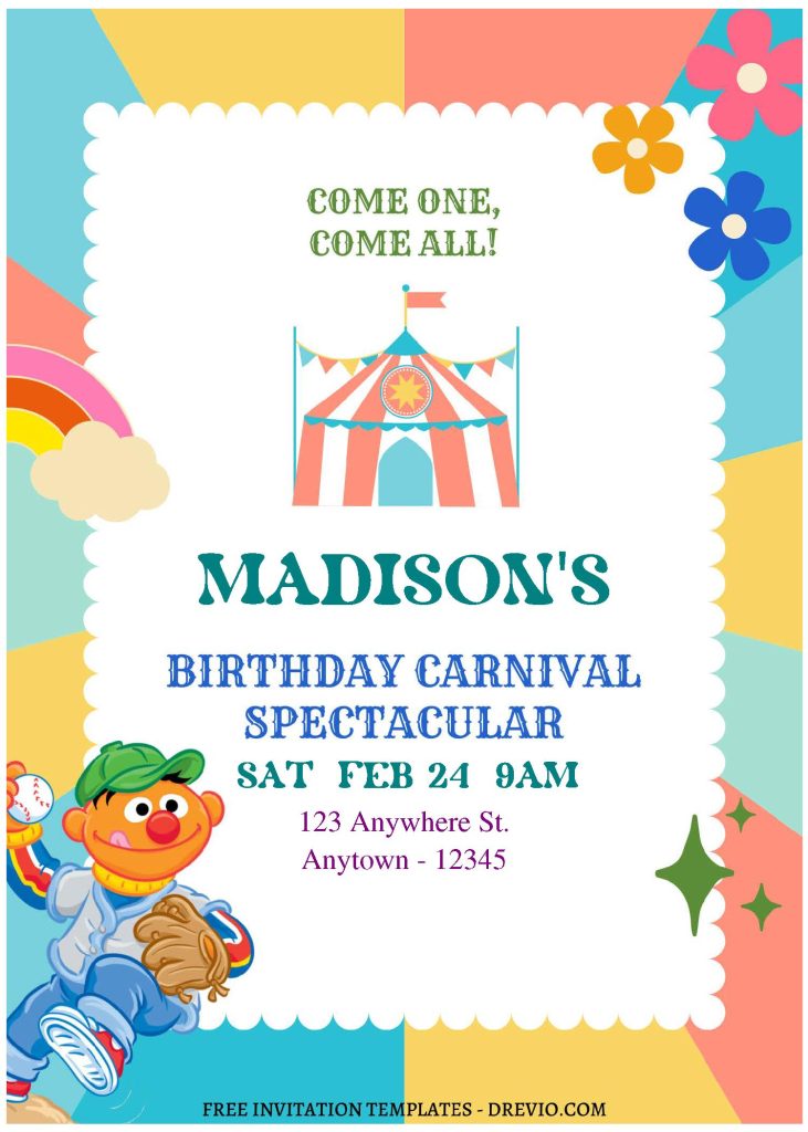 Invitation Template of (Free Editable PDF) Sunny Days And Smiles Sesame Street Birthday Invitation Templates 1