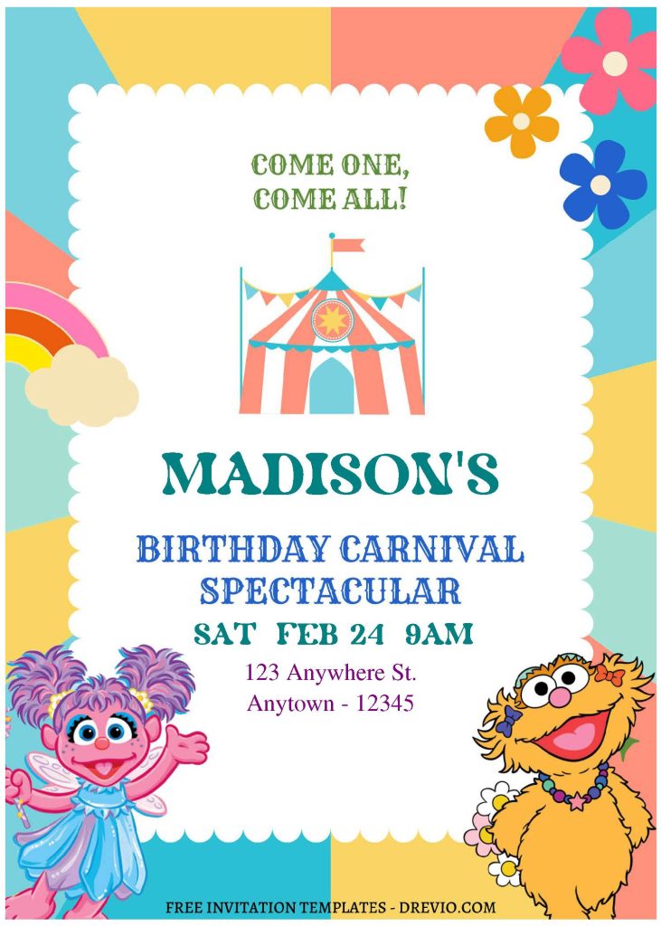 Invitation Template of (Free Editable PDF) Sunny Days And Smiles Sesame Street Birthday Invitation Templates 3