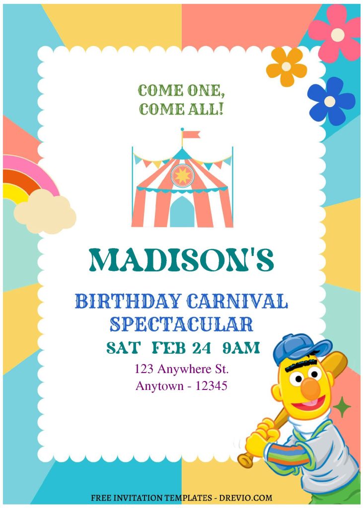 Invitation Template of (Free Editable PDF) Sunny Days And Smiles Sesame Street Birthday Invitation Templates 2