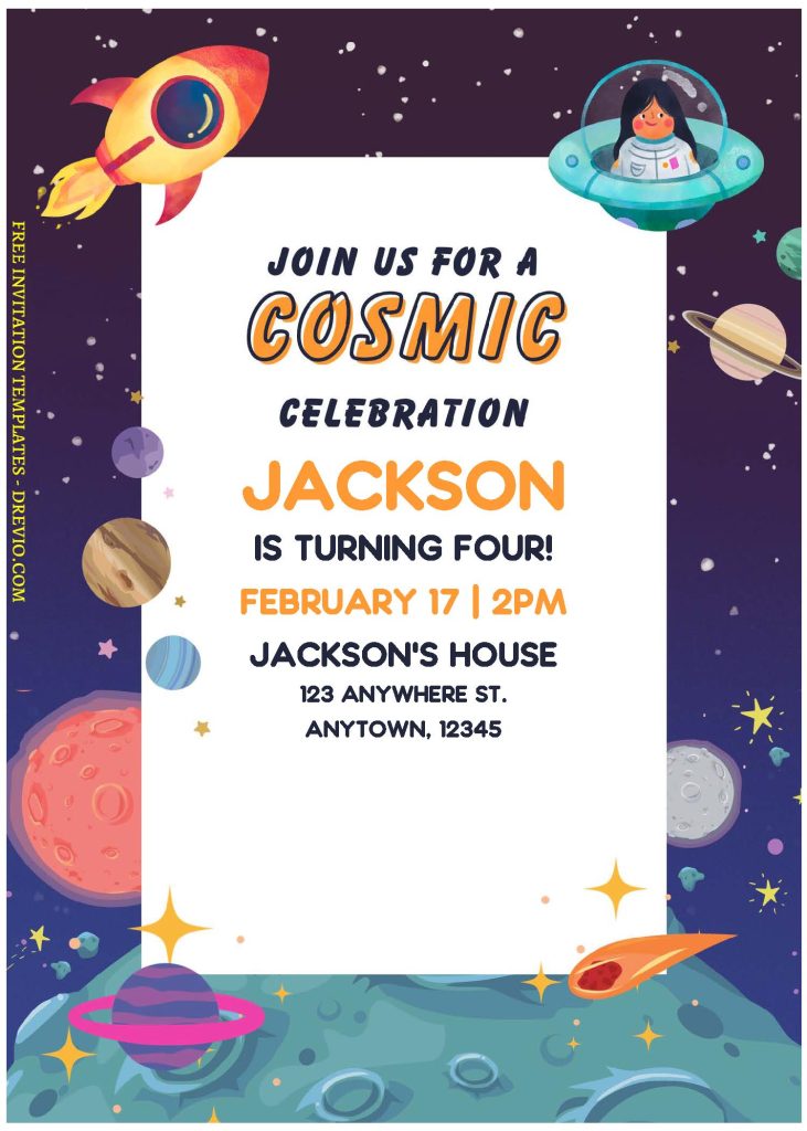 Invitation Template of (Free Editable PDF) Cosmic Birthday Bash Invitation Templates For Any Ages 3