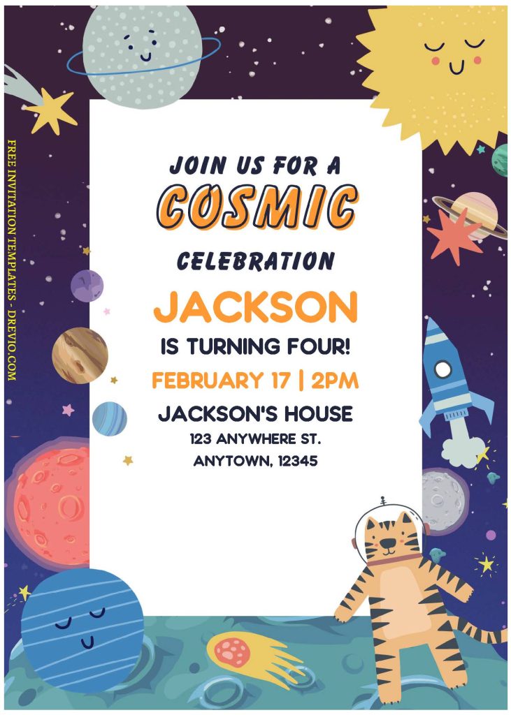 Invitation Template of (Free Editable PDF) Cosmic Birthday Bash Invitation Templates For Any Ages 2