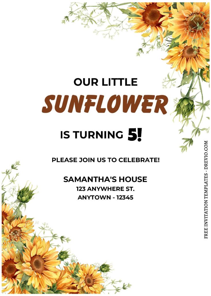 Invitation Template of (Free Editable PDF) Sunflower Sunshine Birthday Invitation Templates 2