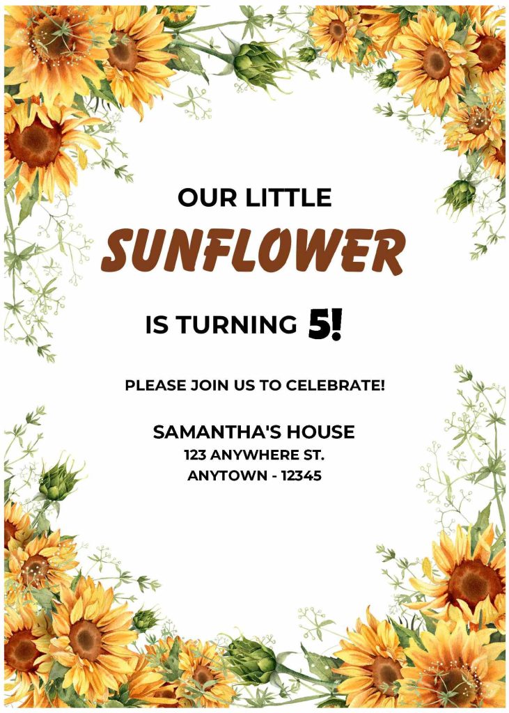 Invitation Template of (Free Editable PDF) Sunflower Sunshine Birthday Invitation Templates 1