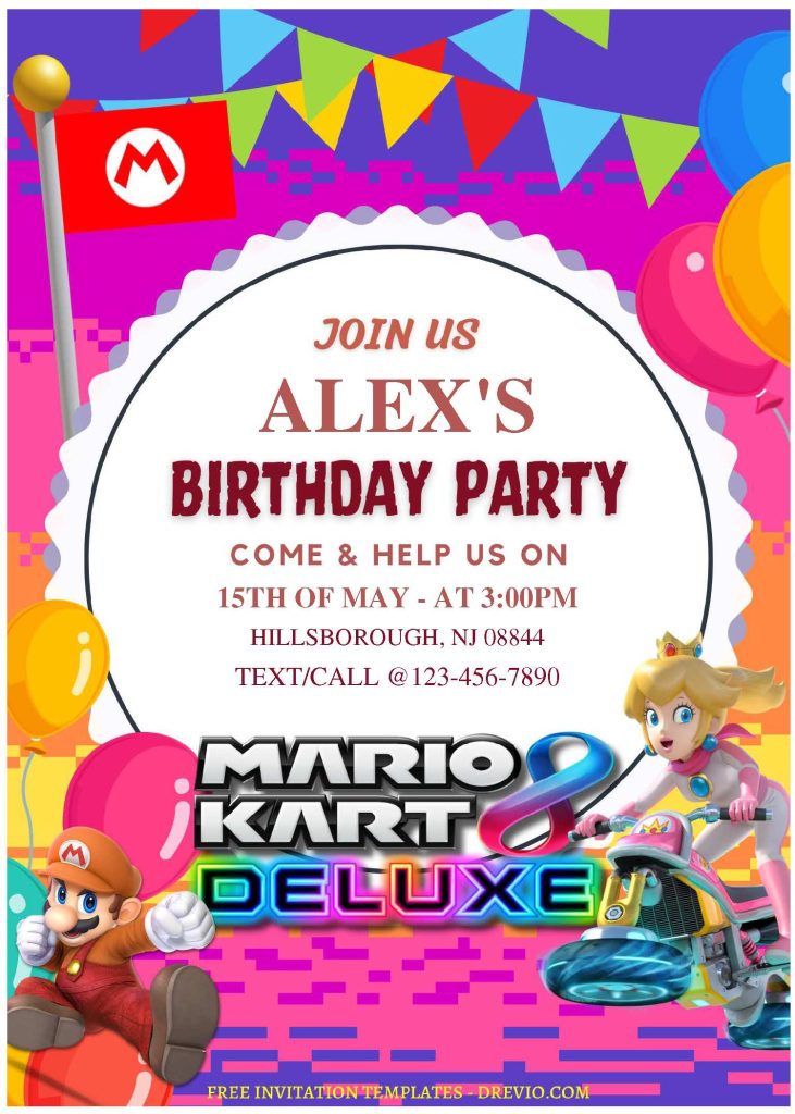 Invitation Template of (Free Editable PDF) Race Day Fun Mario Kart Birthday Invitation Templates 3