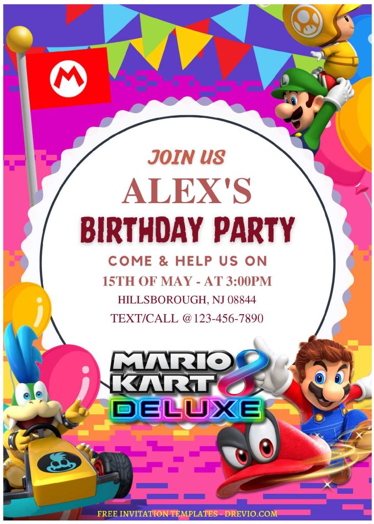 Invitation Template of (Free Editable PDF) Race Day Fun Mario Kart Birthday Invitation Templates 2