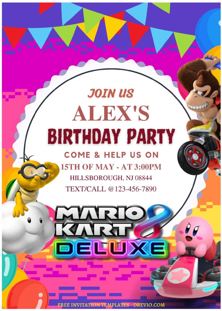 Invitation Template of (Free Editable PDF) Race Day Fun Mario Kart Birthday Invitation Templates 1