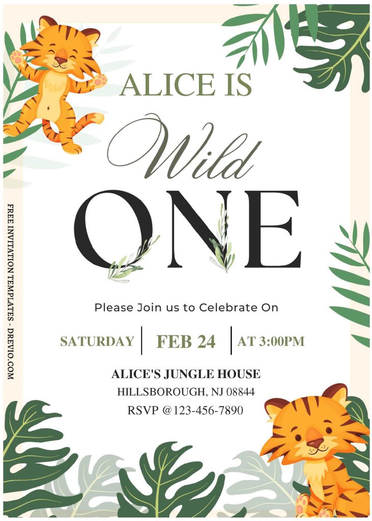 Invitation Template of (Free Editable PDF) Cute Tiger Cub Kids Birthday Invitation Templates 2