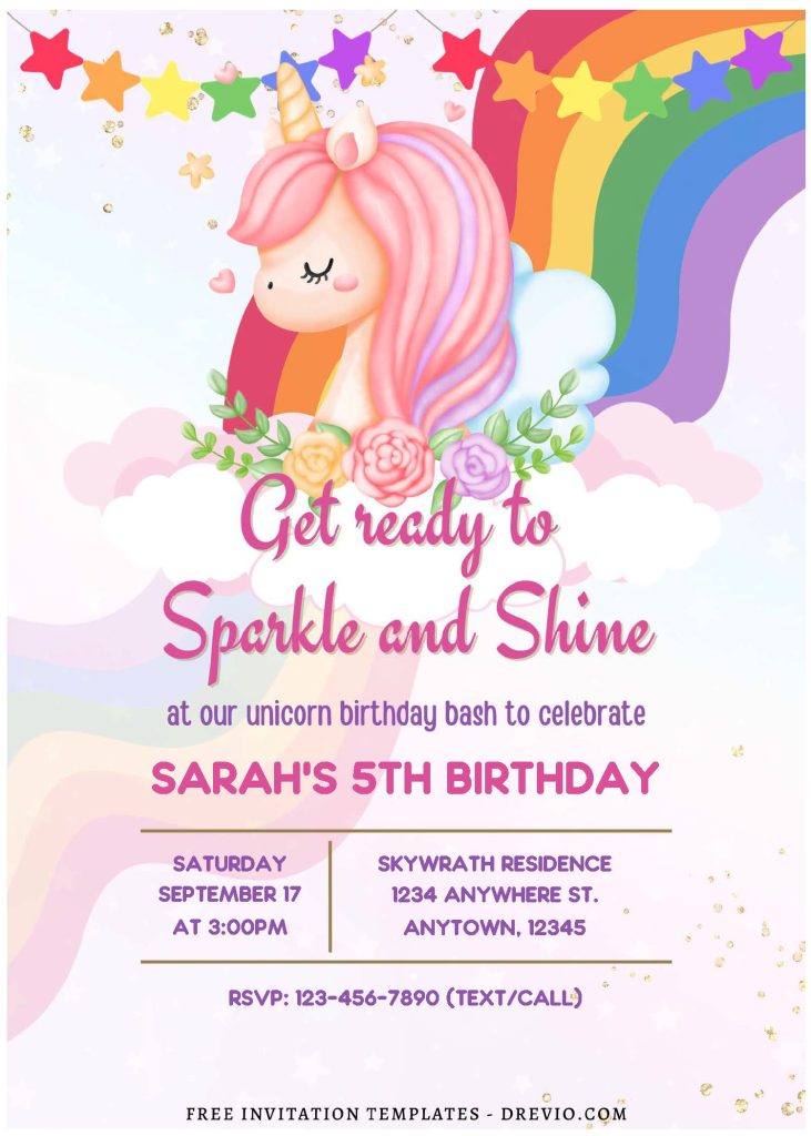 Invitation Template of (Free Editable PDF) Sparkle & Shine Unicorn Birthday Invitation Templates 2