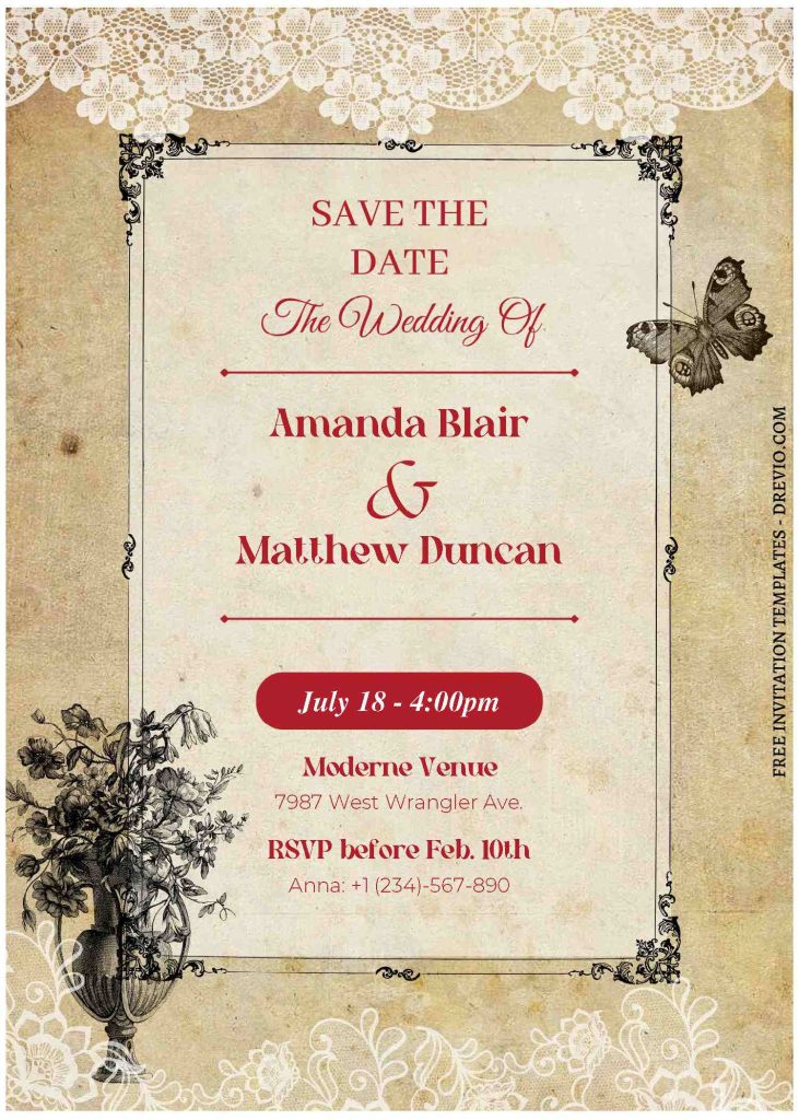 Invitation Template of (Free Editable PDF) Victorian Vows Wedding Invitation Templates 3