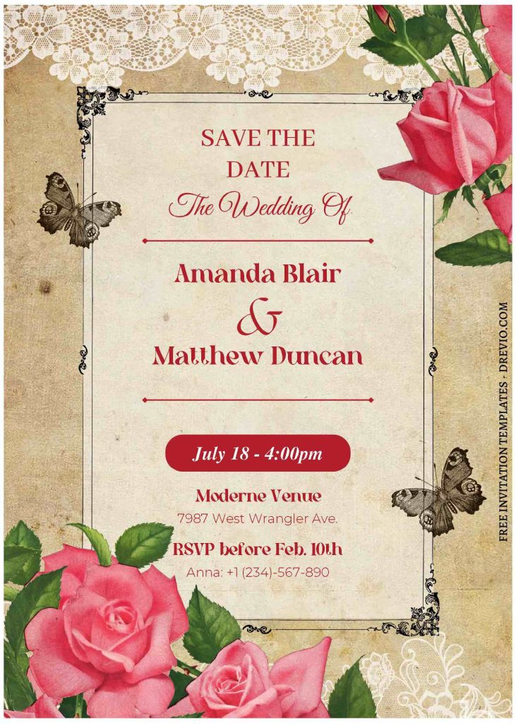 Invitation Template of (Free Editable PDF) Victorian Vows Wedding Invitation Templates 2