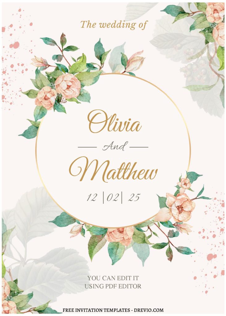 Invitation Template of (Free Editable PDF) Flowers And Promises Wedding Invitation Templates 3