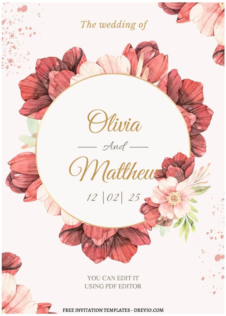 Invitation Template of (Free Editable PDF) Flowers And Promises Wedding Invitation Templates 2