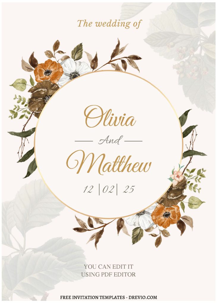 Invitation Template of (Free Editable PDF) Flowers And Promises Wedding Invitation Templates 1