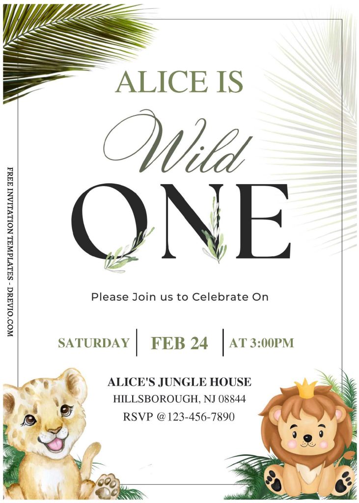 Invitation Template of (Free Editable PDF) Adorable Wild Ones Lion Birthday Invitation Templates 1