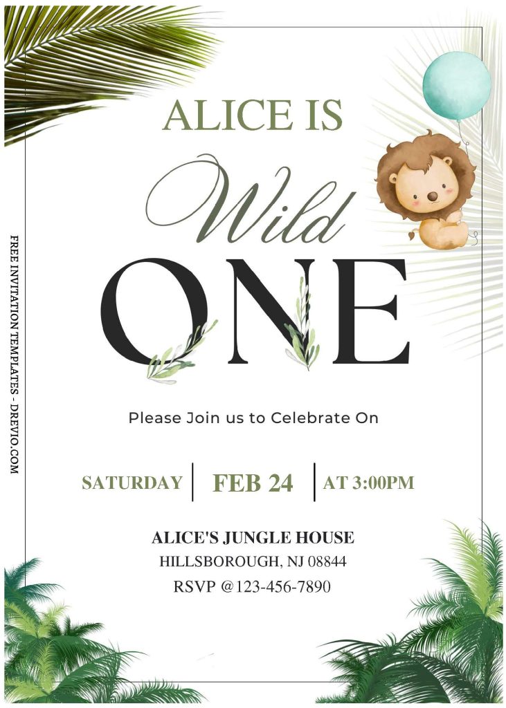 Invitation Template of (Free Editable PDF) Adorable Wild Ones Lion Birthday Invitation Templates 2