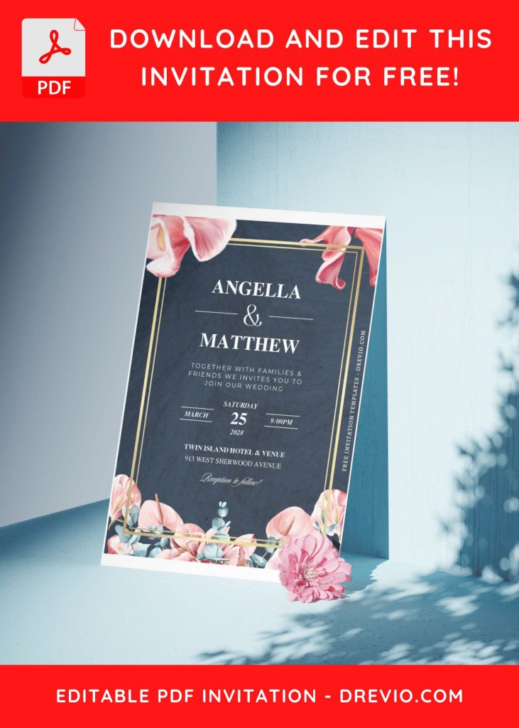 Invitation Template of (Free Editable PDF) Dreamy Elegance Wedding Invitation templates 4