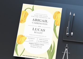 (Free Editable PDF) Tulip Dreams Wedding Invitation Templates