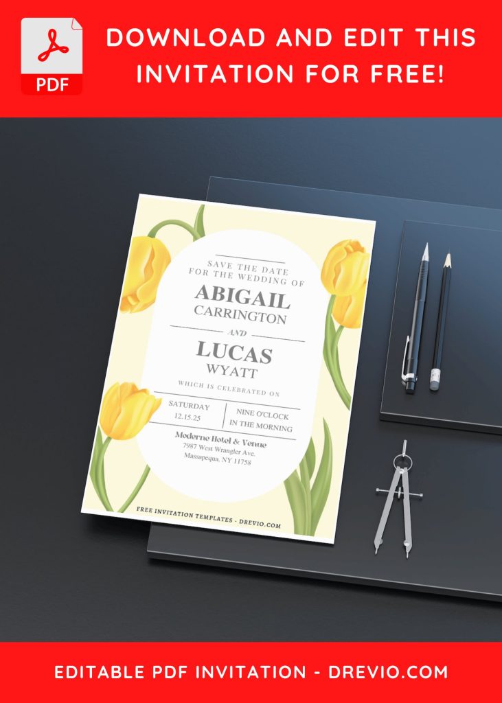 Invitation Template of (Free Editable PDF) Tulip Dreams Wedding Invitation Templates 9