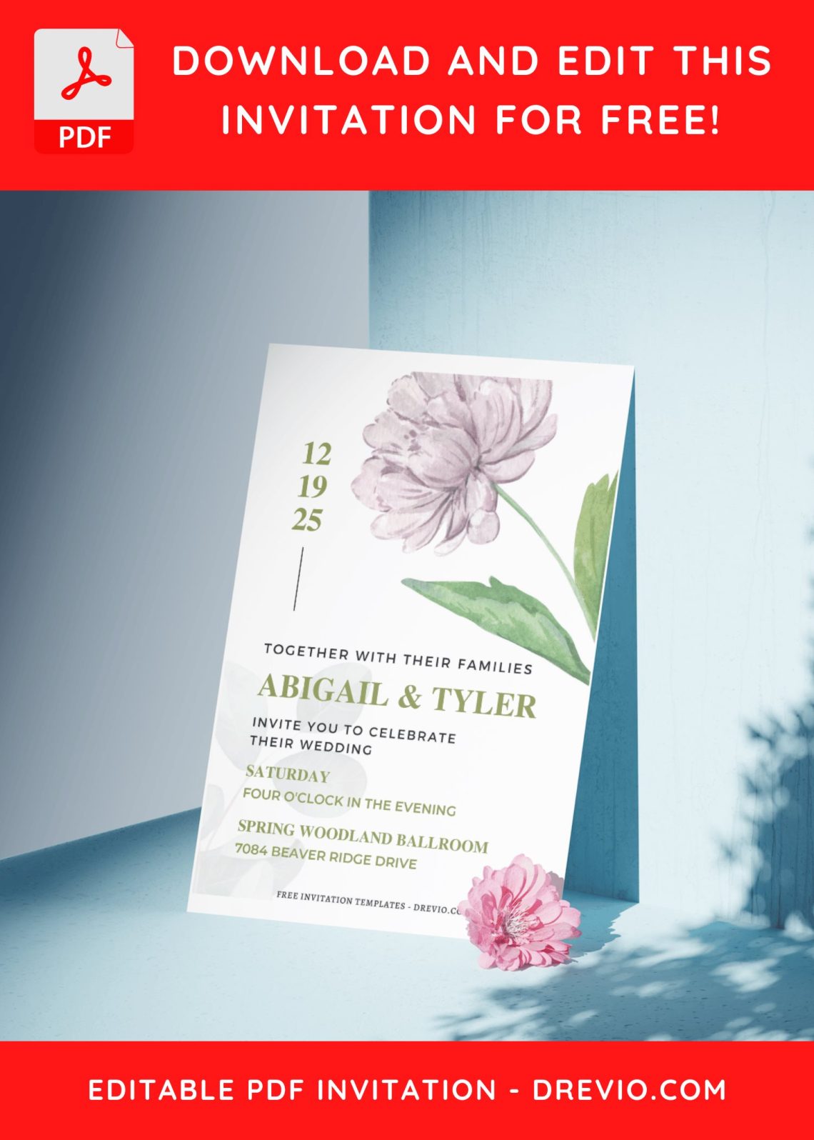 (Free Editable PDF) Garden Serenity Wedding Invitation Templates ...