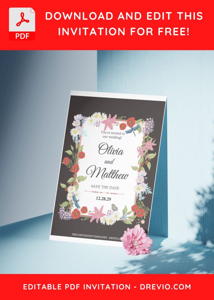 Invitation Template of (Free Editable PDF) Elegant Blooms Wedding Invitation Templates 10