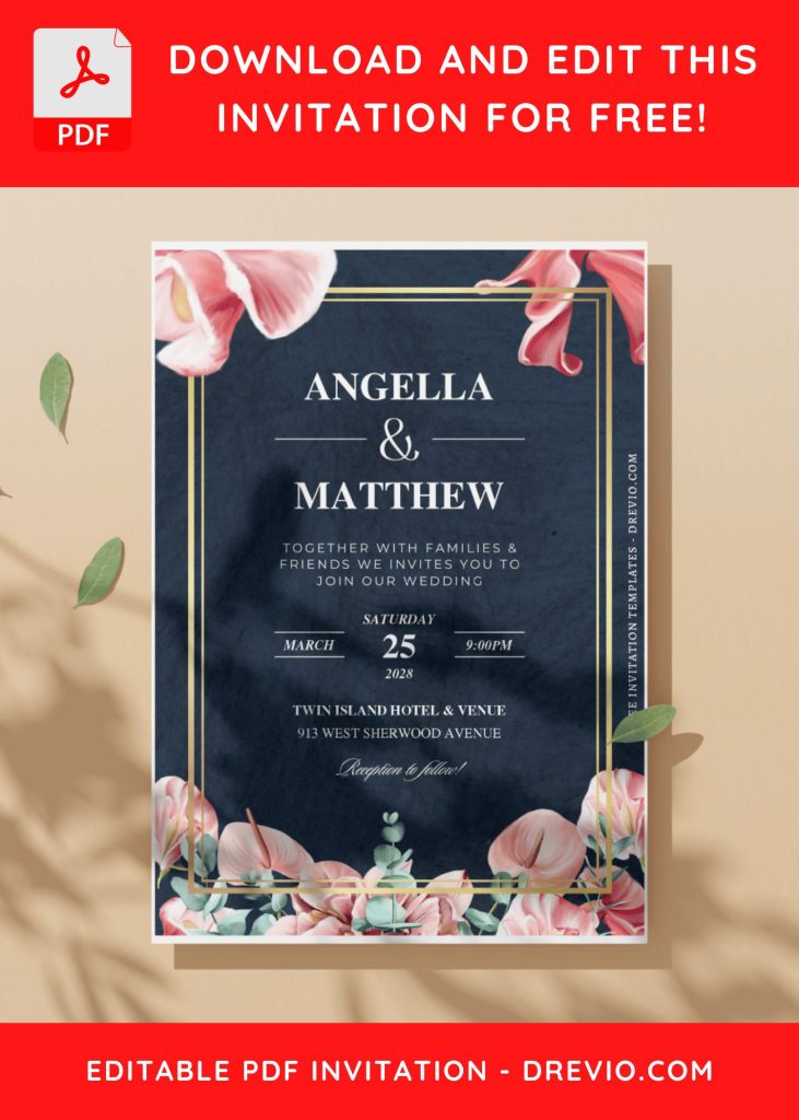 Invitation Template of (Free Editable PDF) Dreamy Elegance Wedding Invitation templates 10