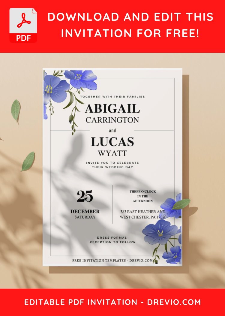 (Free Editable PDF) Botanical Vows Wedding Invitation Templates ...