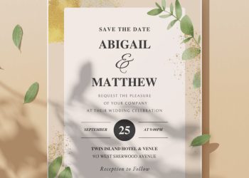 (Free Editable PDF) Greenscape Romance Wedding Invitation Templates
