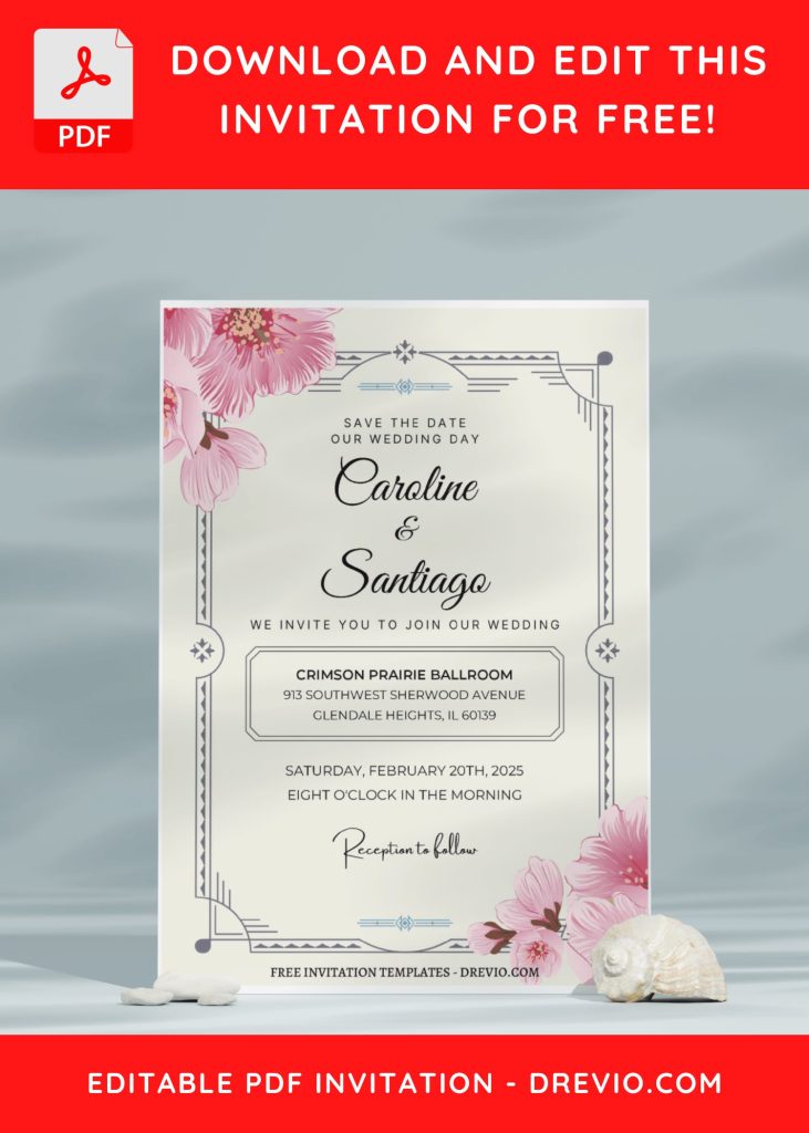 Invitation Template of (Free Editable PDF) Cherry Blossom Serenade Wedding Invitation Templates 9