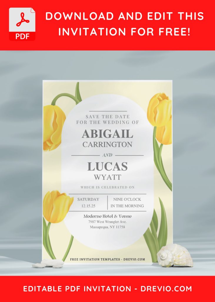 Invitation Template of (Free Editable PDF) Tulip Dreams Wedding Invitation Templates 8